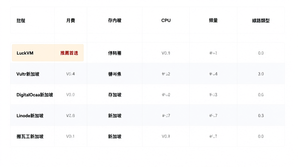 新加坡VPS市場6家廠商價格與方案對比